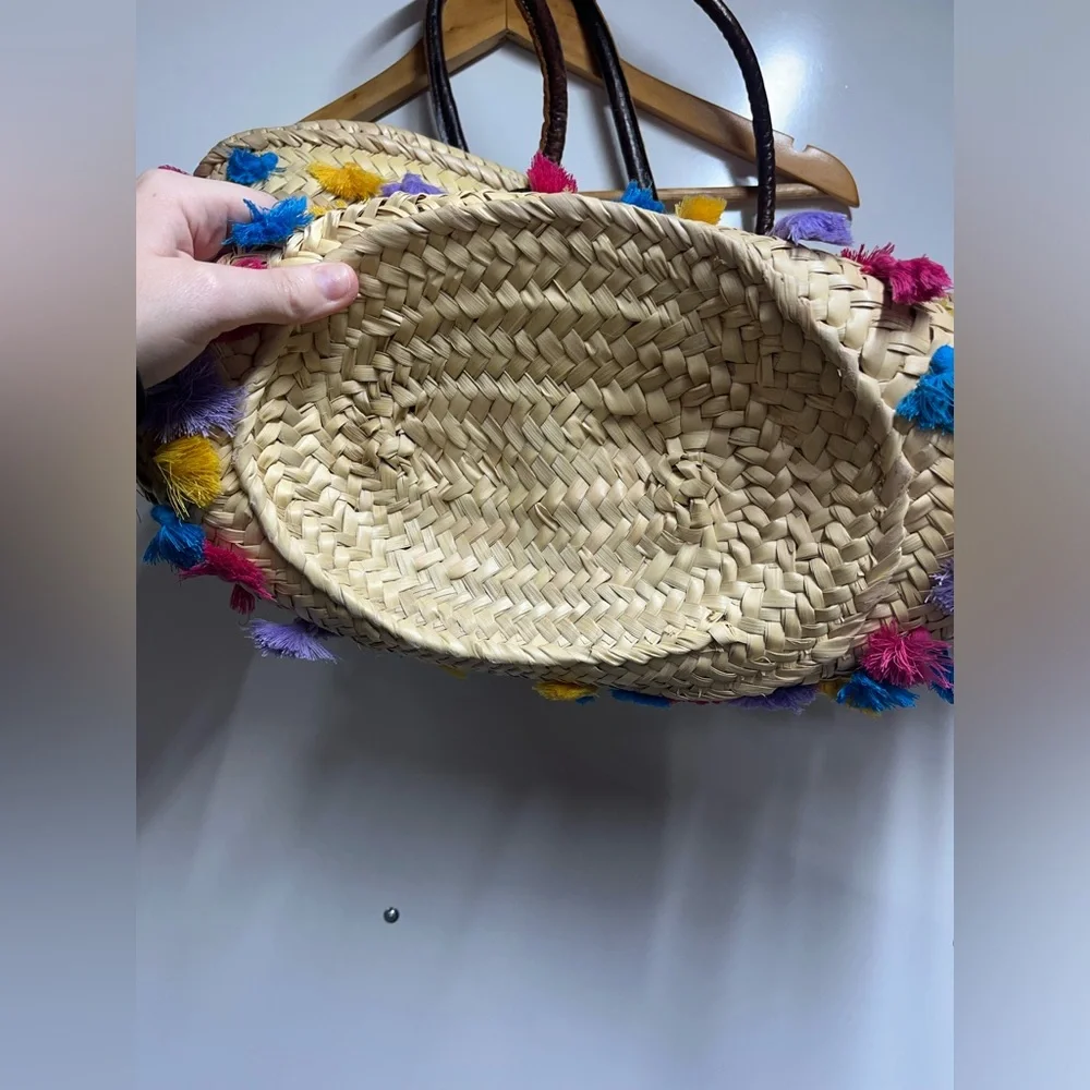 Soeur DU Marco straw tote travel beach bag neutral colorful tassles